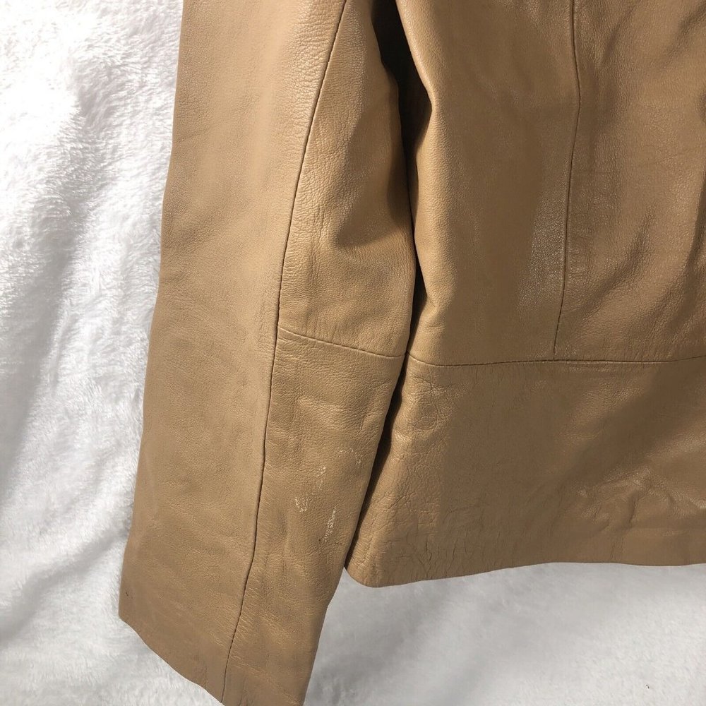 Yvonne Marie Lamb Leather Jacket Beigh Womens Size 10 - Picture 6 of 7